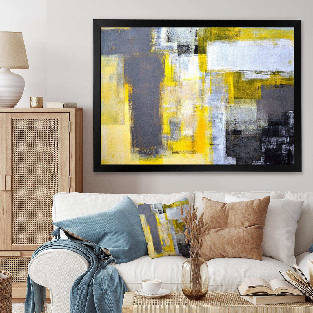 Grey and Yellow Blur Abstract - Modern Wall Art Prints