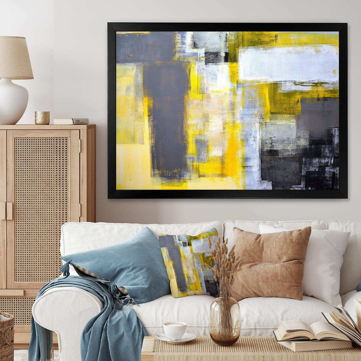 Grey and Yellow Blur Abstract - Modern Wall Art Prints