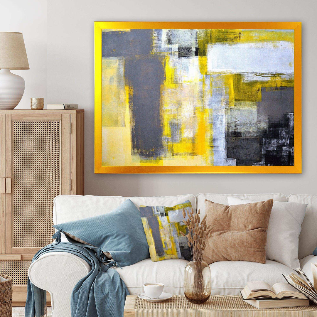 Grey and Yellow Blur Abstract - Modern Wall Art Prints