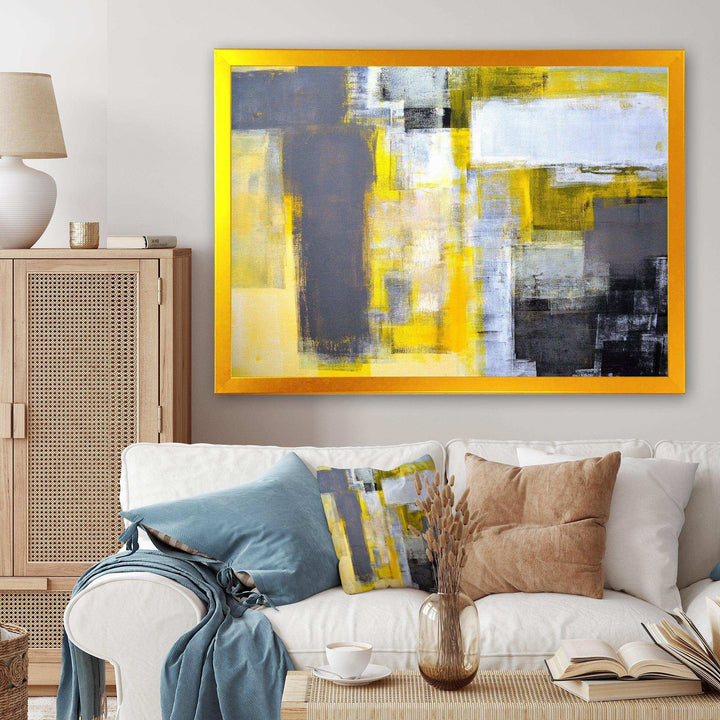 Grey and Yellow Blur Abstract - Modern Wall Art Prints