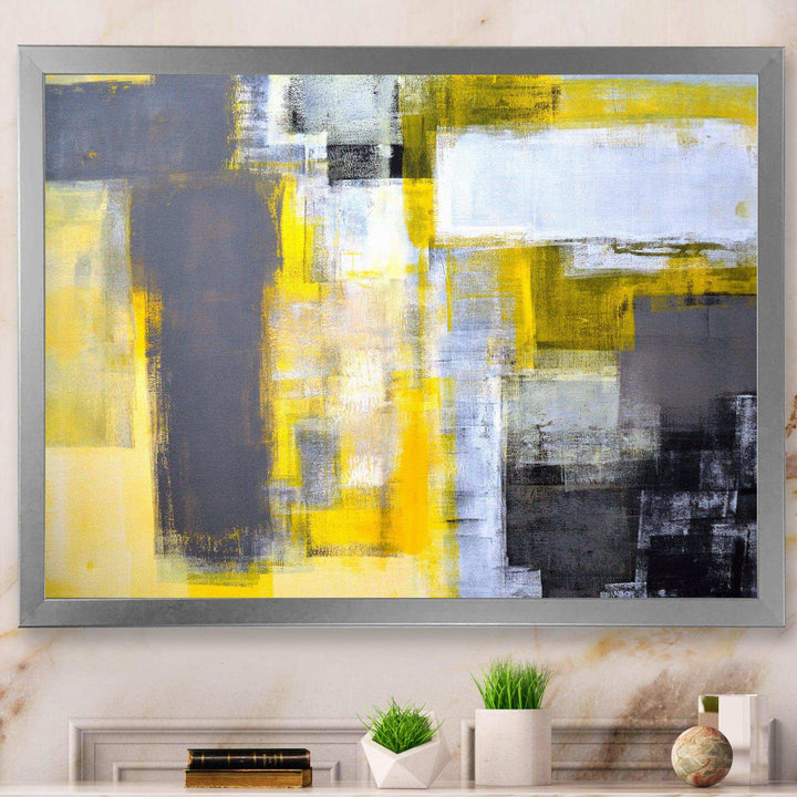 Grey and Yellow Blur Abstract - Modern Wall Art Prints