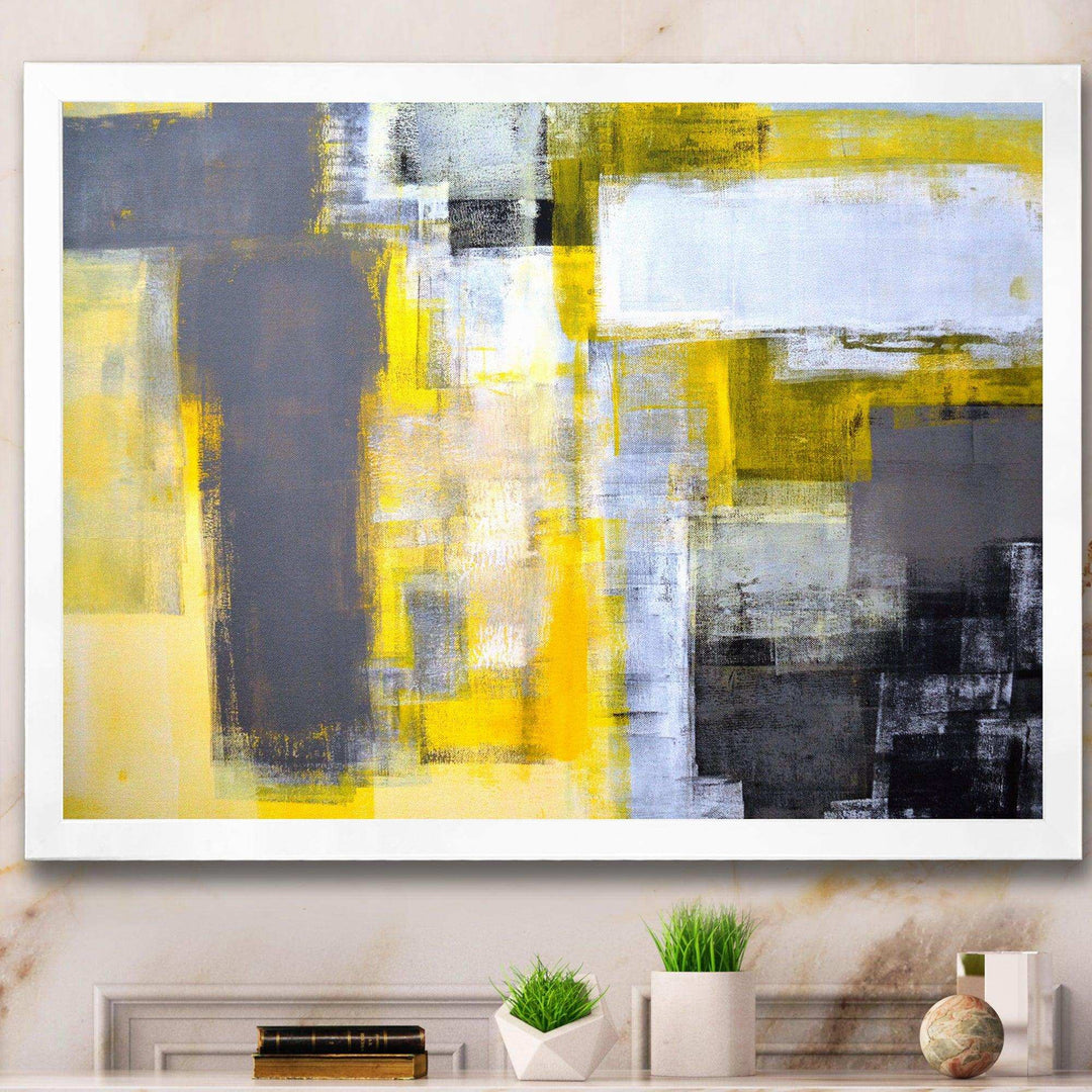 Grey and Yellow Blur Abstract - Modern Wall Art Prints