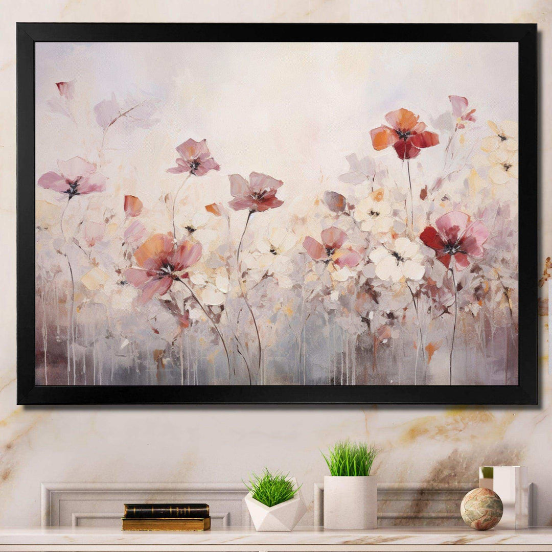 Beige Blossoming Silhouettes - Modern Wall Art Prints