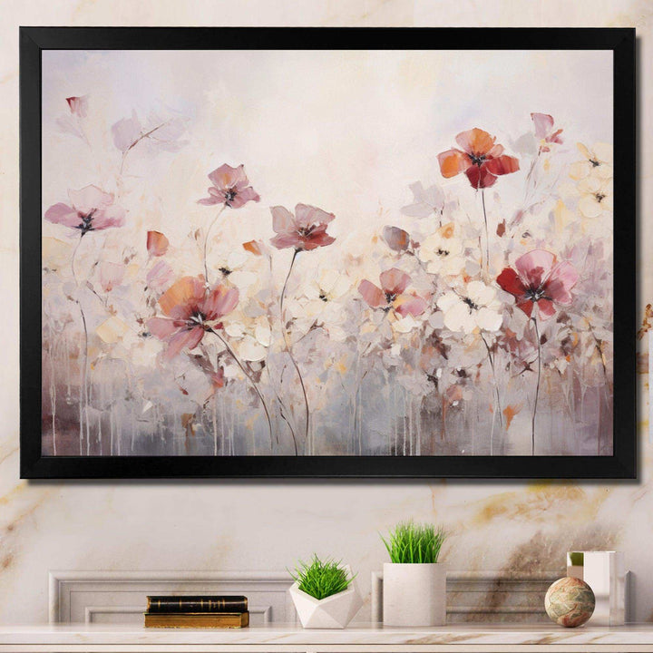 Beige Blossoming Silhouettes - Modern Wall Art Prints