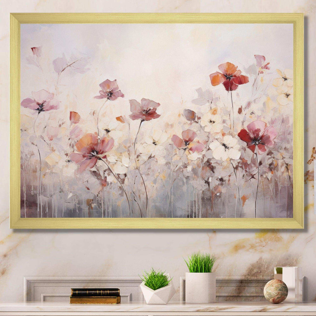 Beige Blossoming Silhouettes - Modern Wall Art Prints