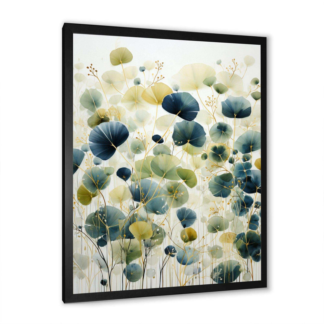 Blue Green Botanical Elegance - Modern Living Room Wall Decor