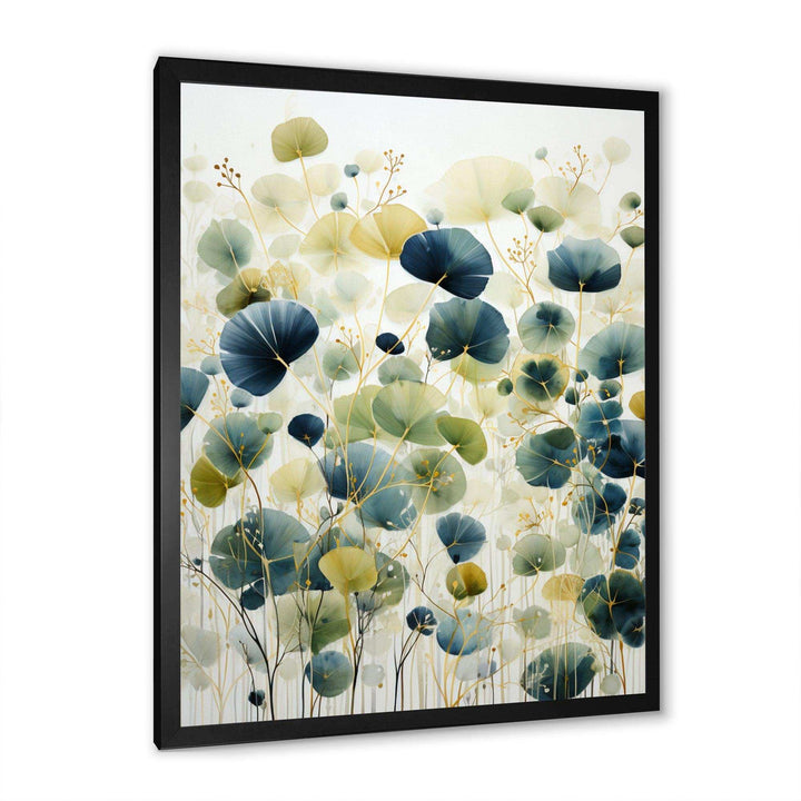 Blue Green Botanical Elegance - Modern Living Room Wall Decor