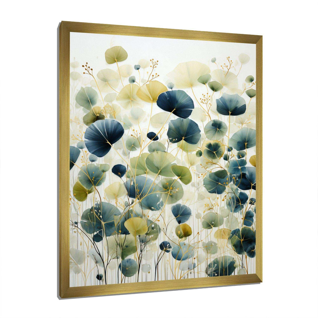 Blue Green Botanical Elegance - Modern Living Room Wall Decor