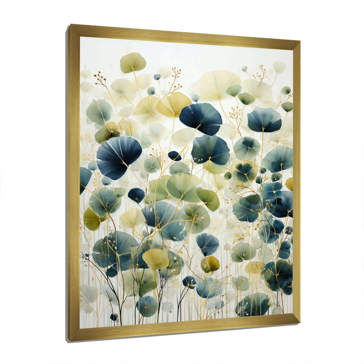 Blue Green Botanical Elegance - Modern Living Room Wall Decor