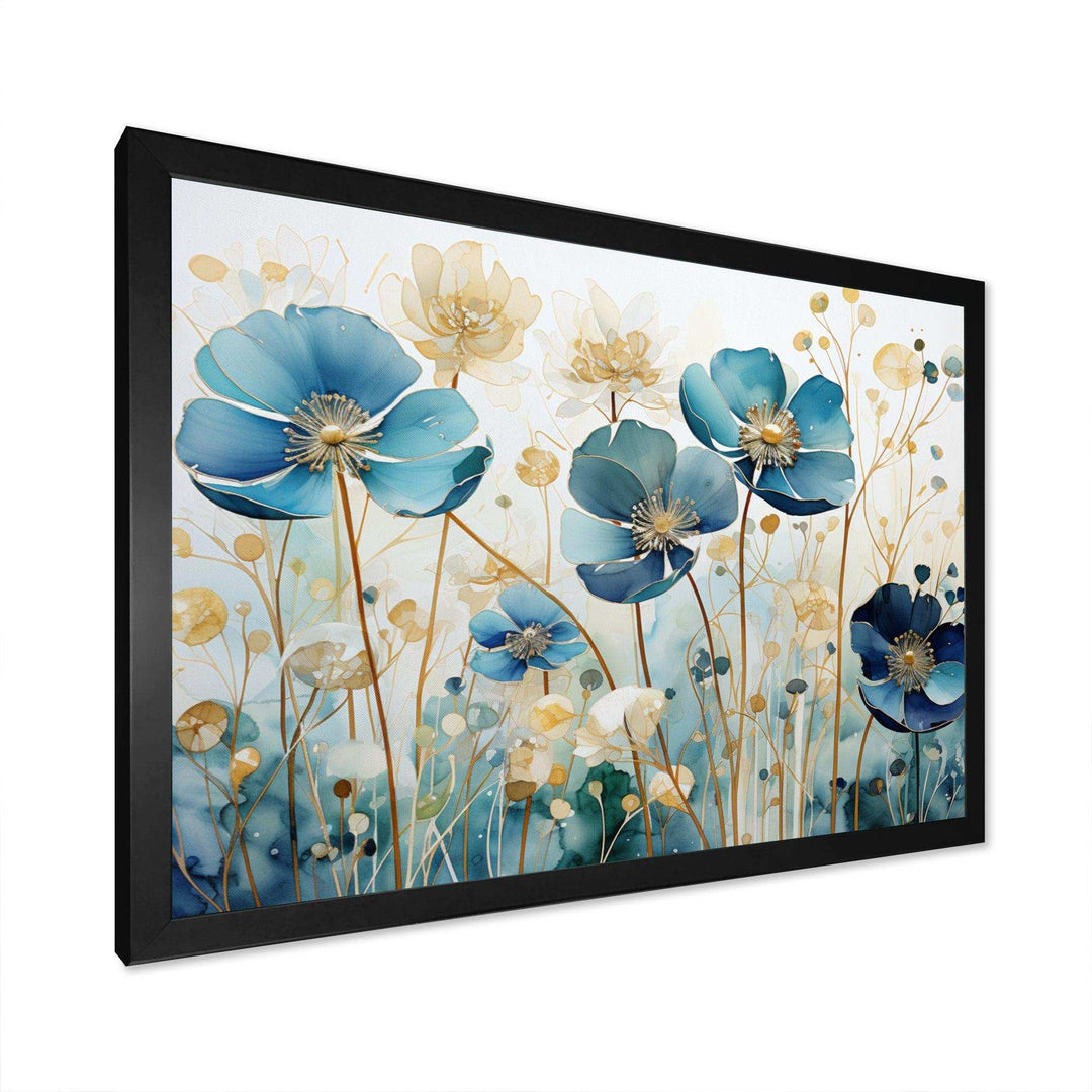 Blue Botanical Rhythms III - Modern Living Room Wall Decor