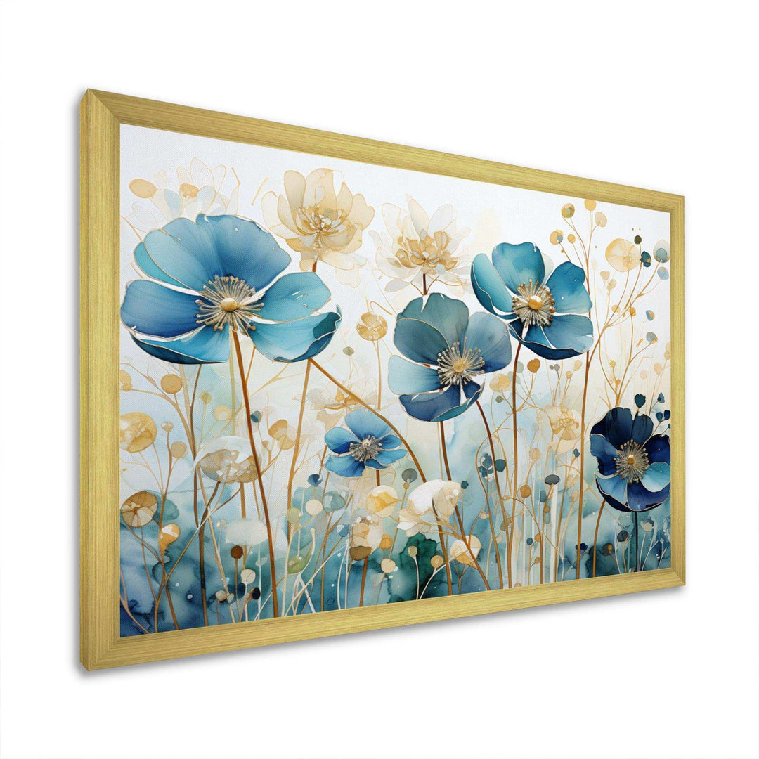 Blue Botanical Rhythms III - Modern Living Room Wall Decor