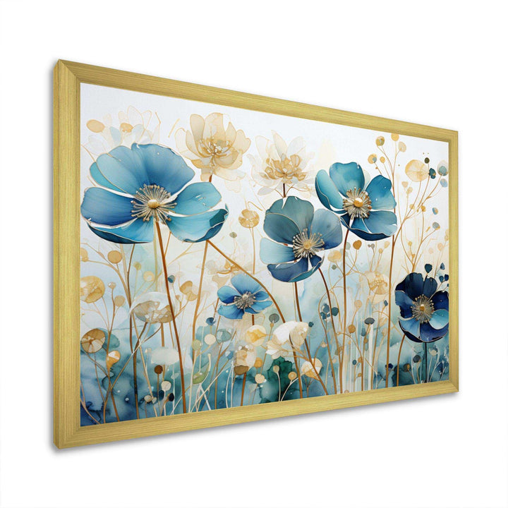 Blue Botanical Rhythms III - Modern Living Room Wall Decor