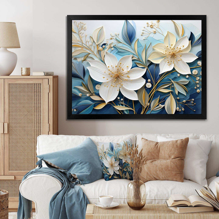Blue Botanical Rhythms V - Modern Bedroom Wall Art