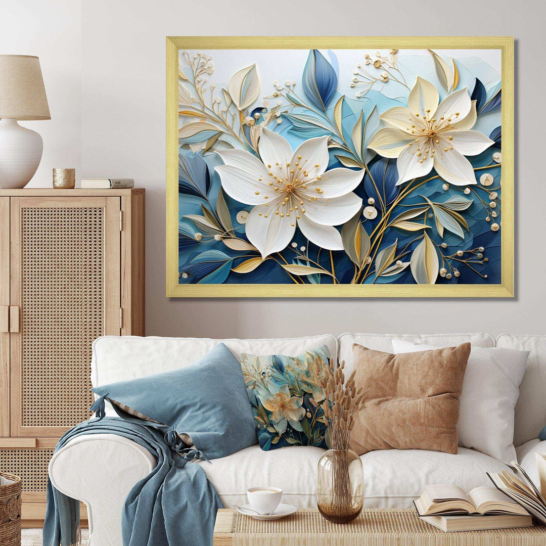 Blue Botanical Rhythms V - Modern Bedroom Wall Art