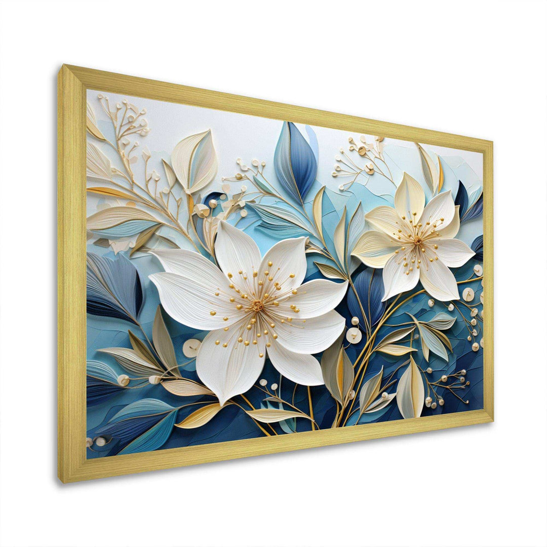Blue Botanical Rhythms V - Modern Bedroom Wall Art