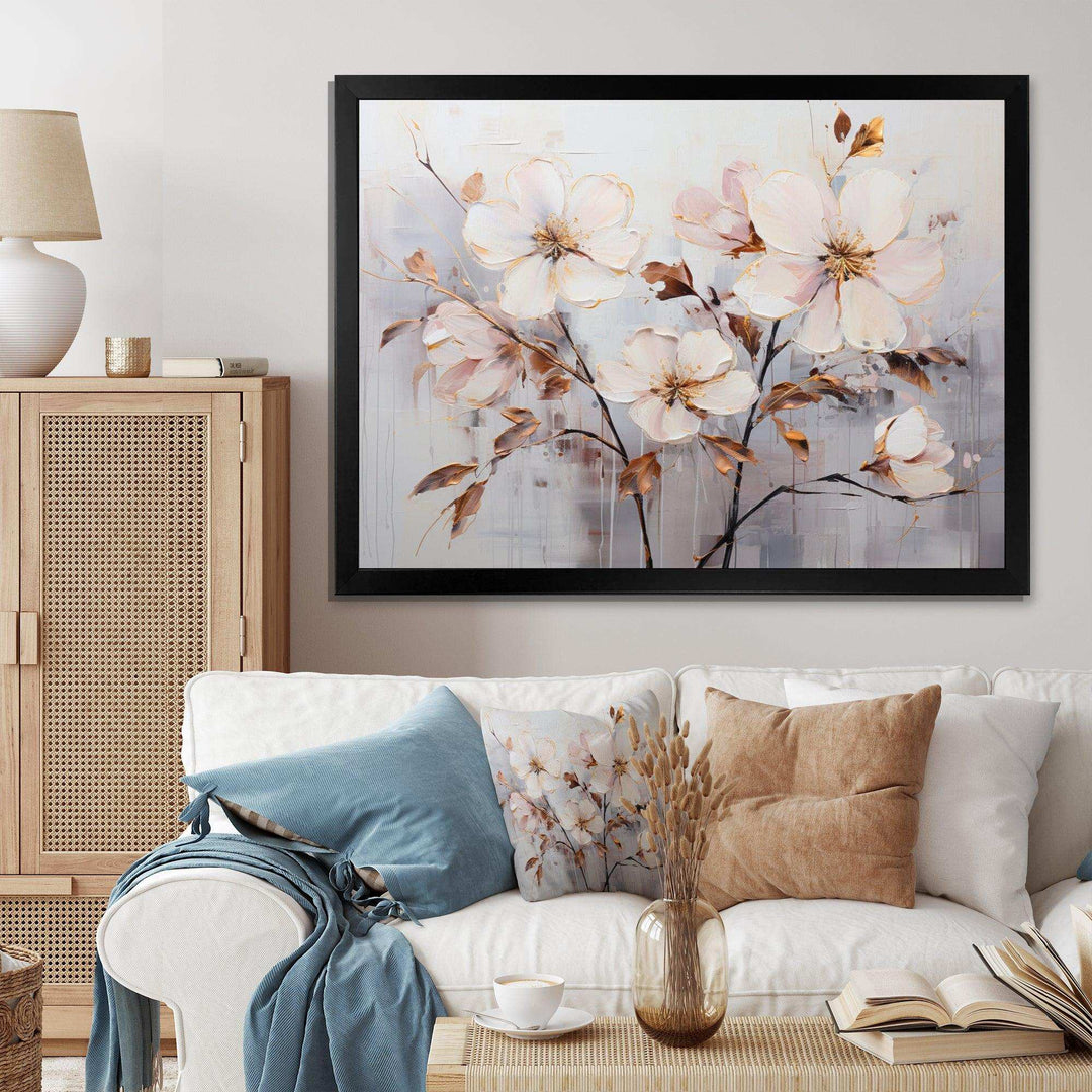 Beige Minimalist Blossoms I - Modern Wall Art Prints