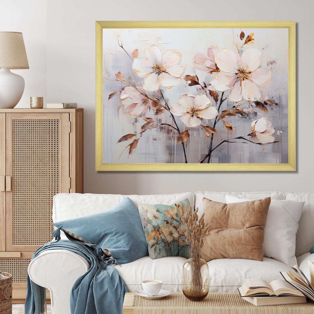 Beige Minimalist Blossoms I - Modern Wall Art Prints