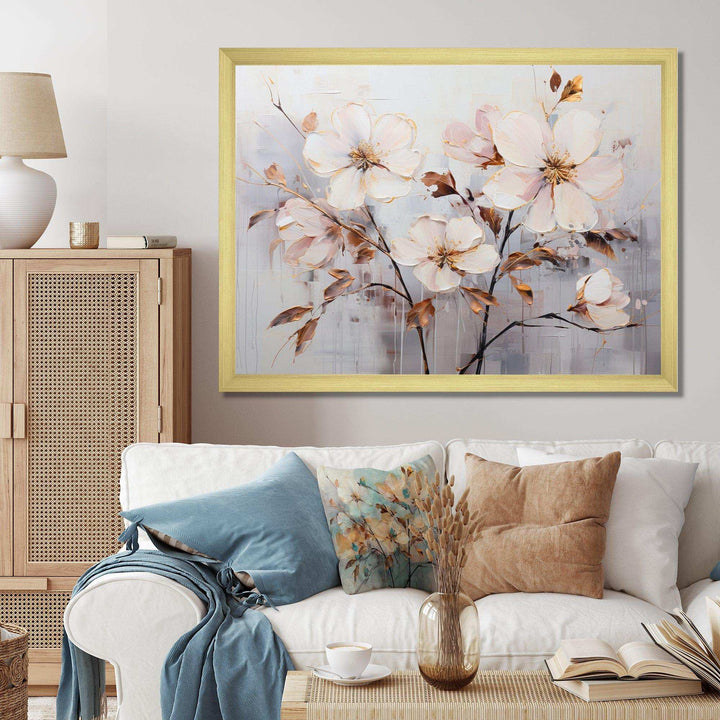 Beige Minimalist Blossoms I - Modern Wall Art Prints