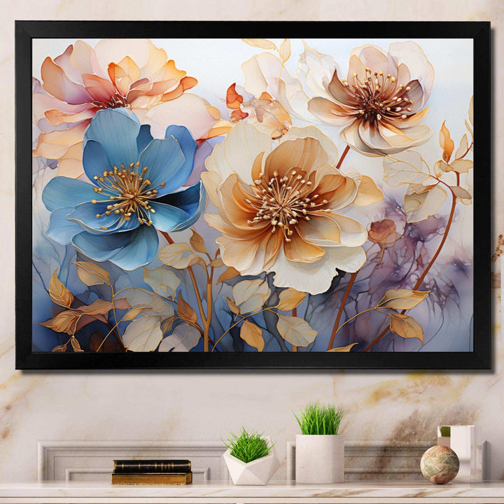 Blue Mystical Blooms - Modern Wall Art Prints