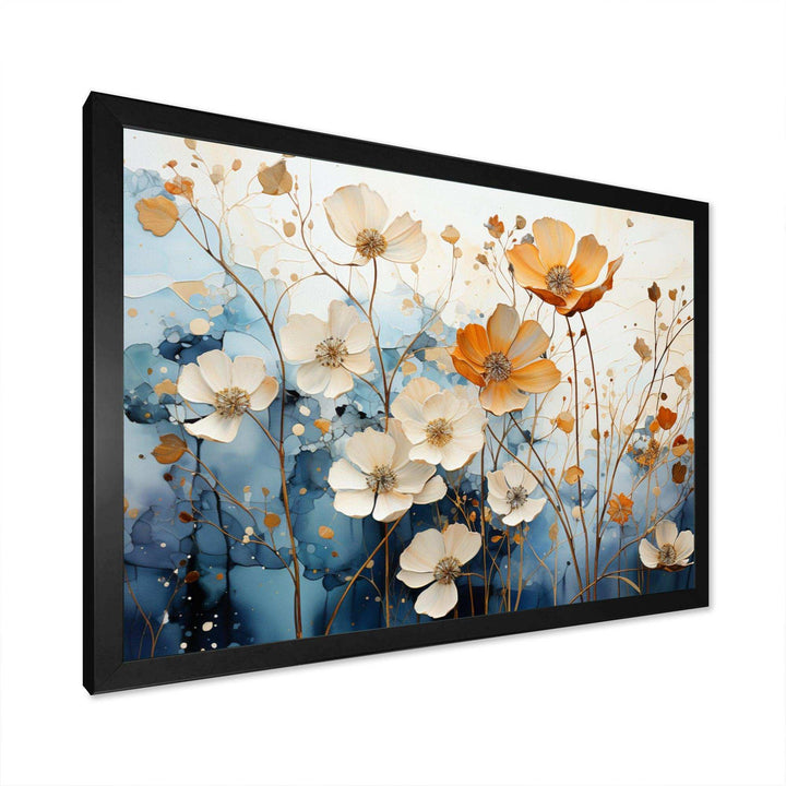Blue Teal Rhythmic Petals - Modern Canvas Wall Art