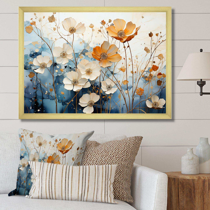 Blue Teal Rhythmic Petals - Modern Canvas Wall Art