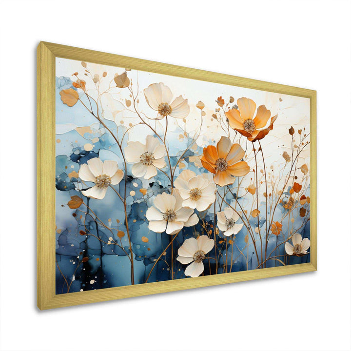 Blue Teal Rhythmic Petals - Modern Canvas Wall Art