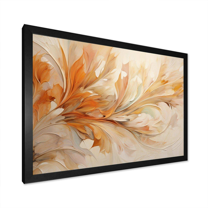 Beige Yellow Whirling Leaves I - Modern Canvas Wall Art