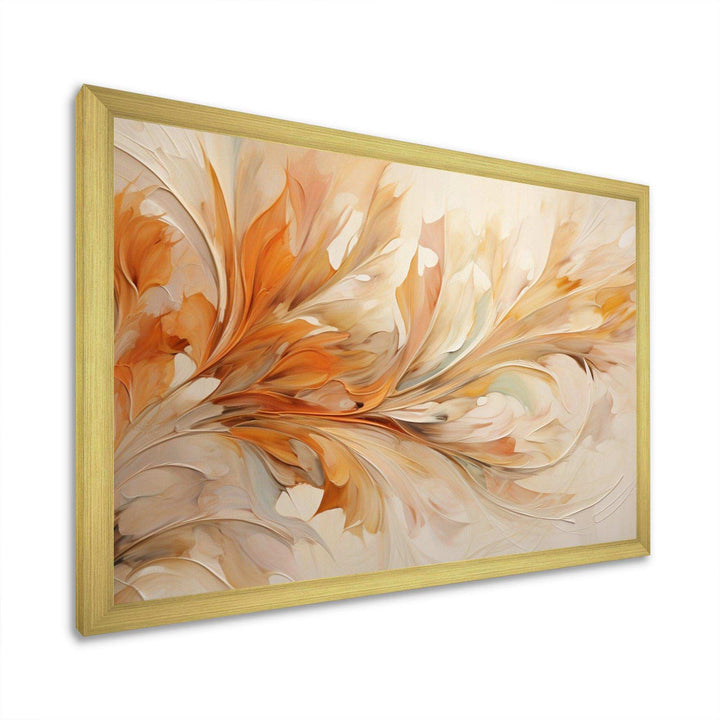 Beige Yellow Whirling Leaves I - Modern Canvas Wall Art
