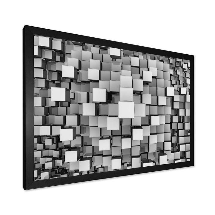 Black and Grey Cubes - Modern Living Room Wall Decor