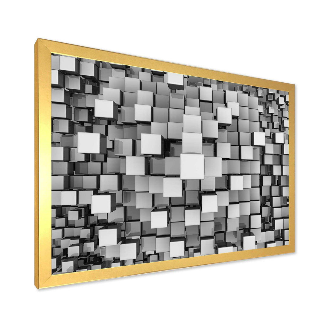 Black and Grey Cubes - Modern Living Room Wall Decor