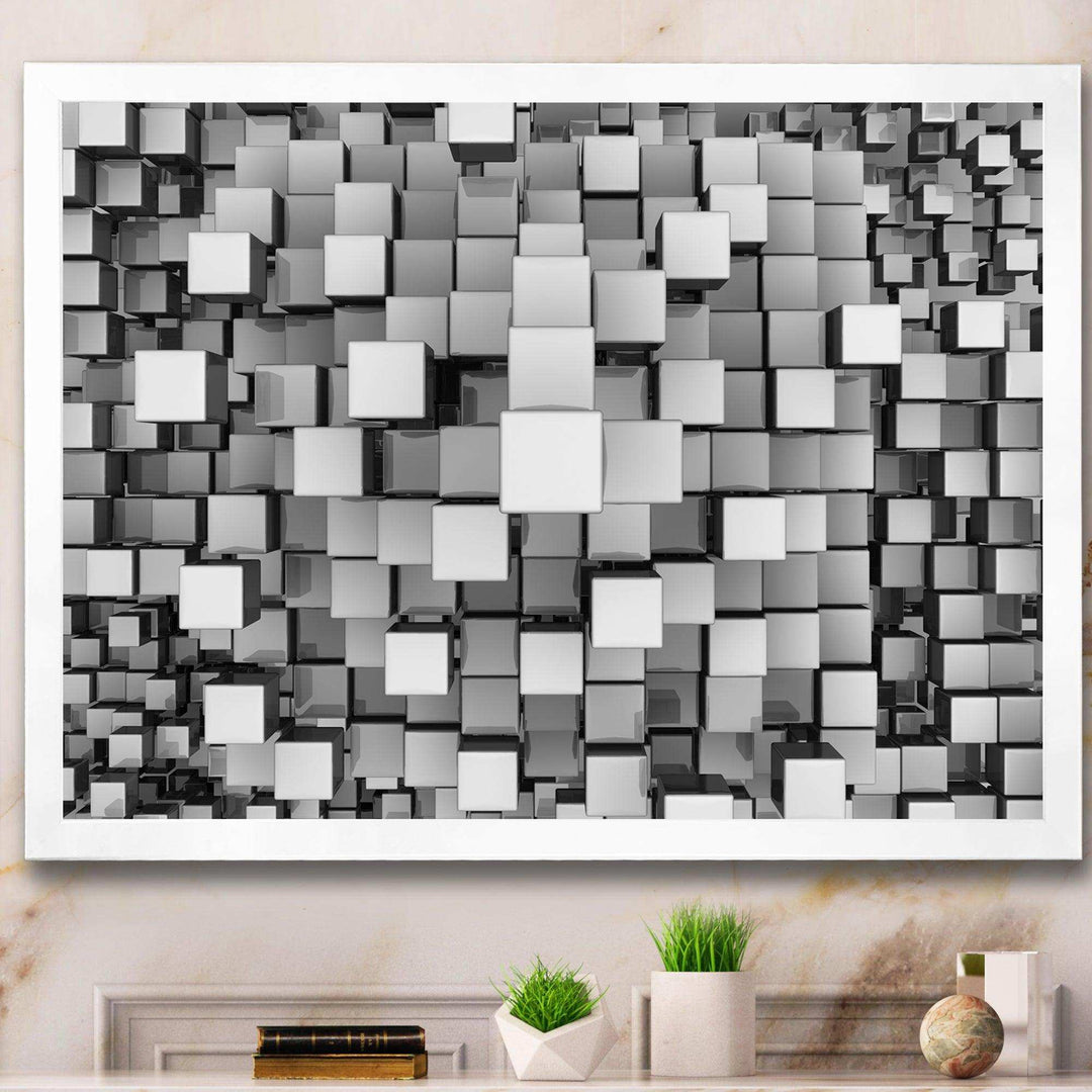 Black and Grey Cubes - Modern Living Room Wall Decor