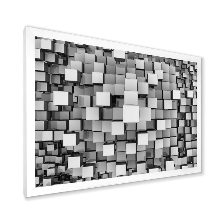 Black and Grey Cubes - Modern Living Room Wall Decor