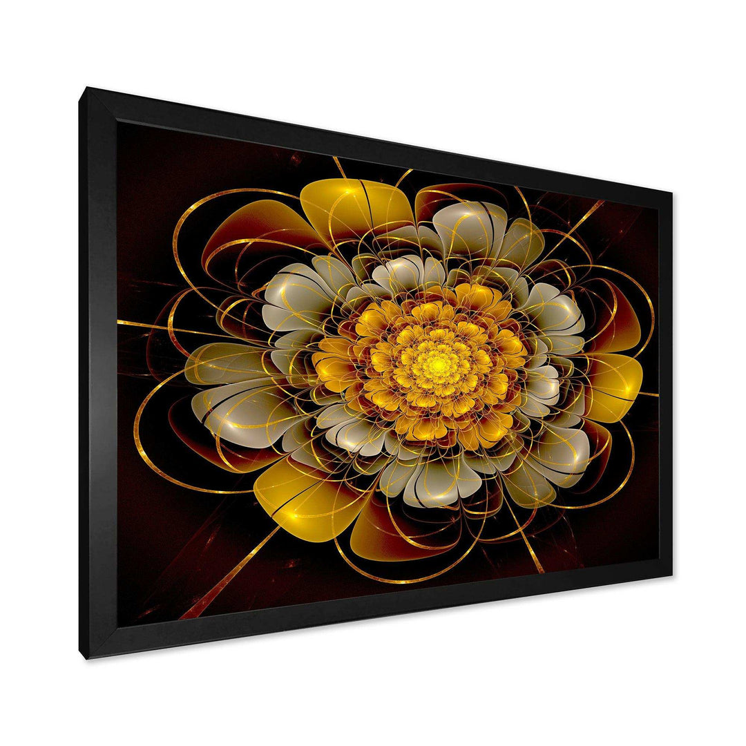 Dark Gold Fractal Flower - Modern Living Room Wall Decor
