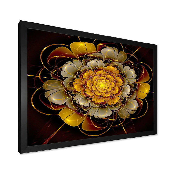 Dark Gold Fractal Flower - Modern Living Room Wall Decor