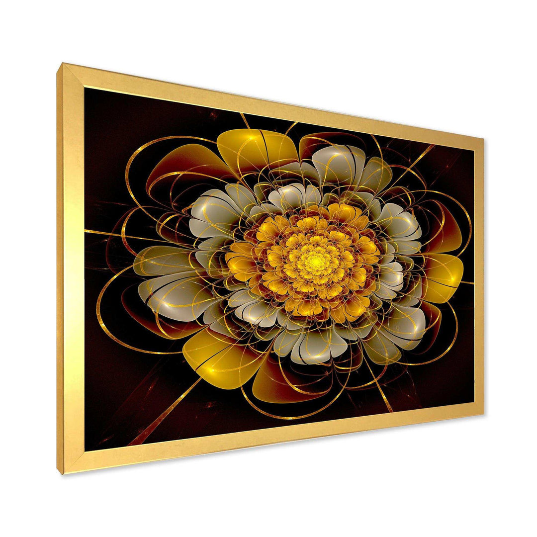Dark Gold Fractal Flower - Modern Living Room Wall Decor
