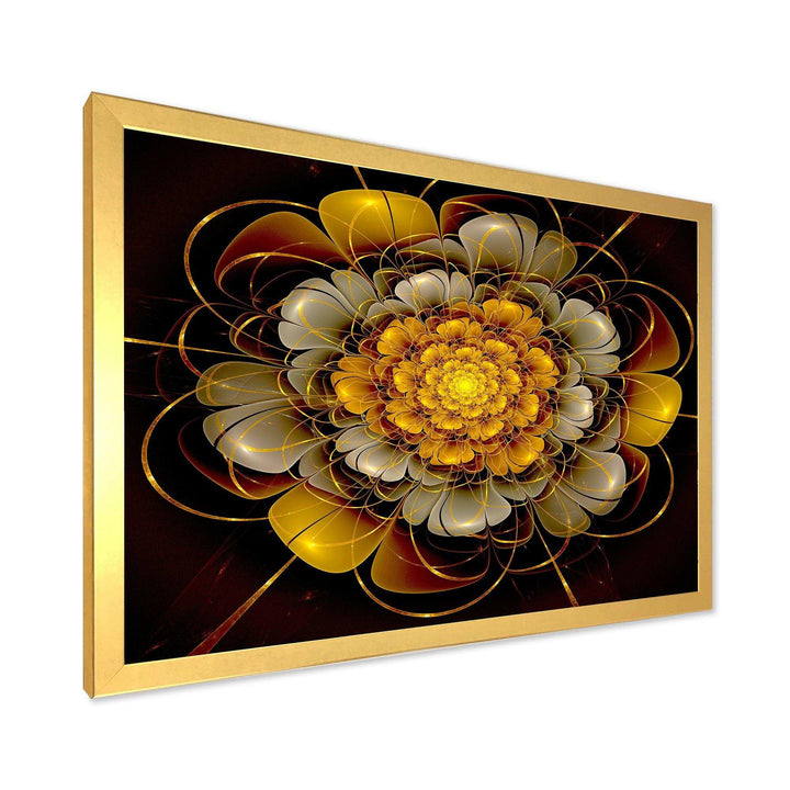 Dark Gold Fractal Flower - Modern Living Room Wall Decor