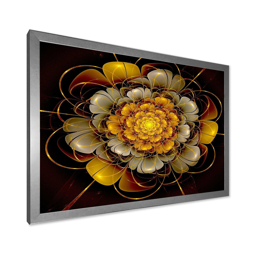 Dark Gold Fractal Flower - Modern Living Room Wall Decor