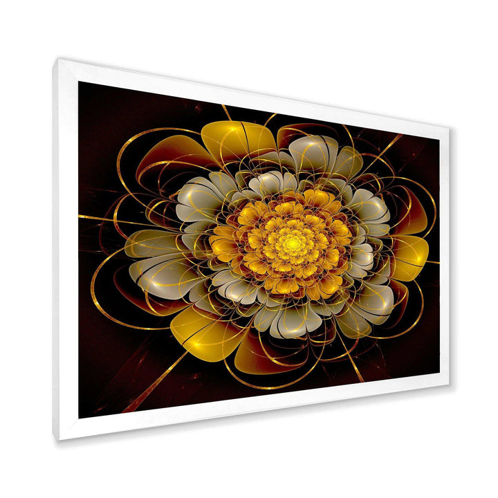Dark Gold Fractal Flower - Modern Living Room Wall Decor