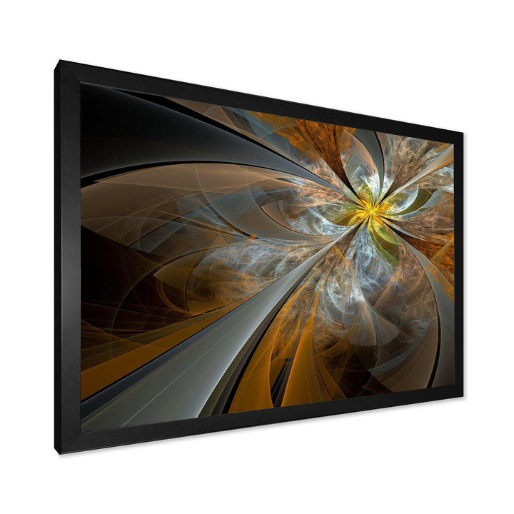 Symmetrical Yellow Fractal Flower - Modern Living Room Wall Decor