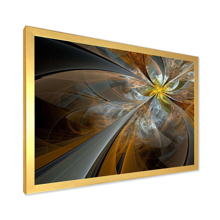 Symmetrical Yellow Fractal Flower - Modern Living Room Wall Decor
