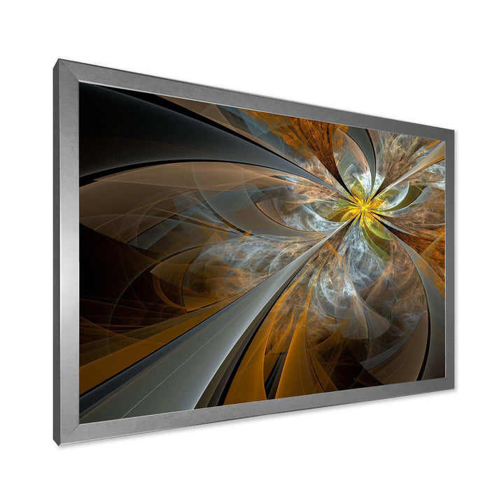 Symmetrical Yellow Fractal Flower - Modern Living Room Wall Decor