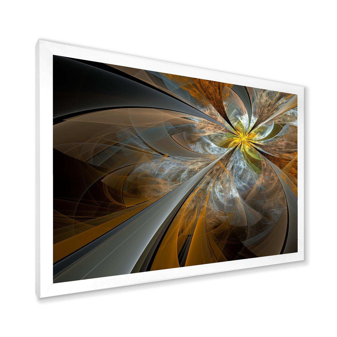 Symmetrical Yellow Fractal Flower - Modern Living Room Wall Decor