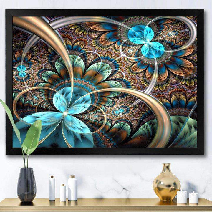Light Blue Fractal Flower - Modern Bedroom Wall Art