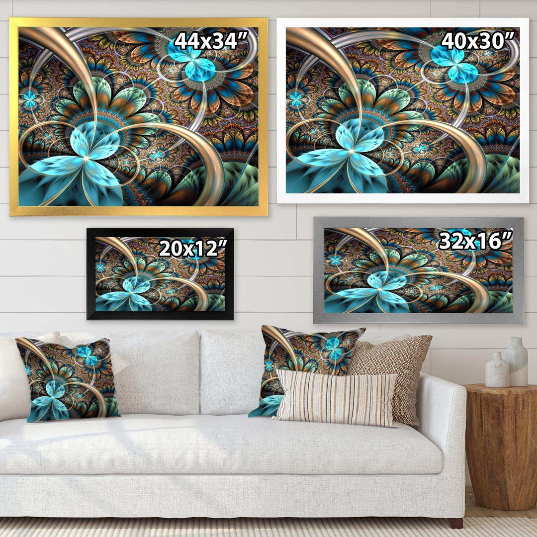 Light Blue Fractal Flower - Modern Bedroom Wall Art