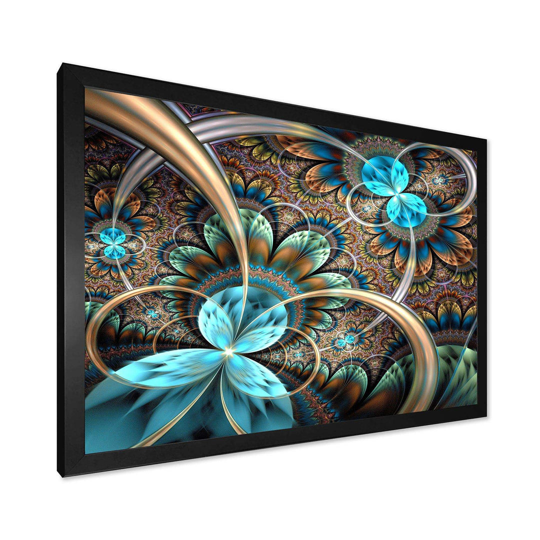 Light Blue Fractal Flower - Modern Bedroom Wall Art