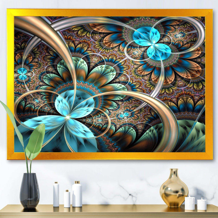 Light Blue Fractal Flower - Modern Bedroom Wall Art