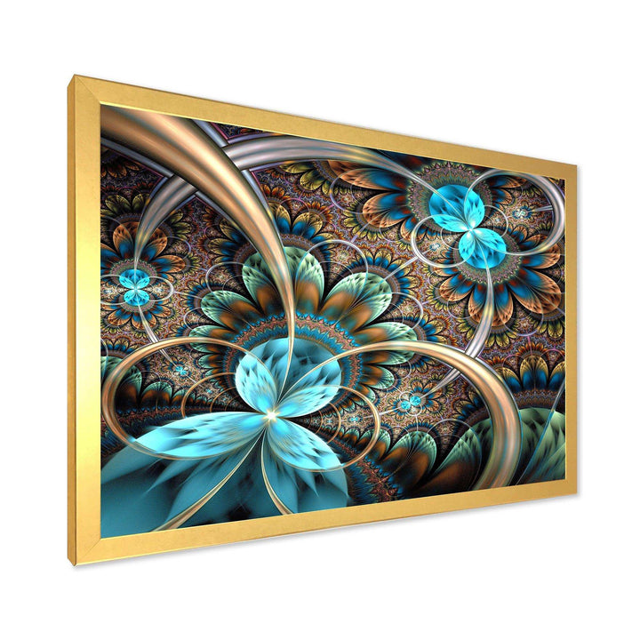 Light Blue Fractal Flower - Modern Bedroom Wall Art