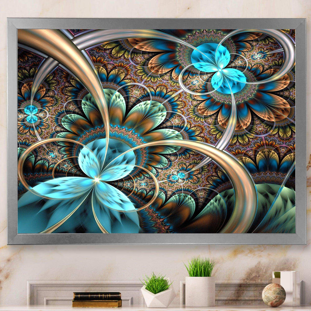 Light Blue Fractal Flower - Modern Bedroom Wall Art