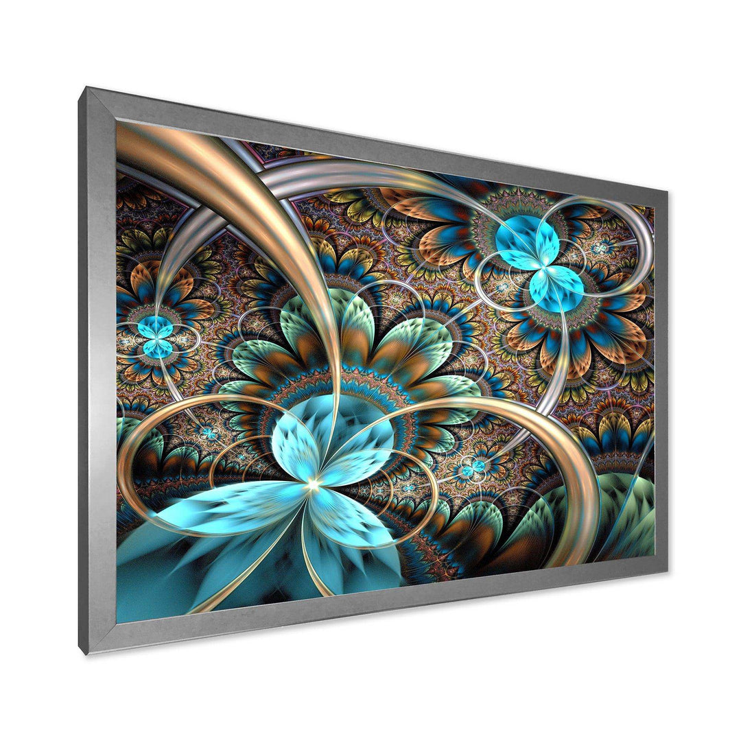 Light Blue Fractal Flower - Modern Bedroom Wall Art