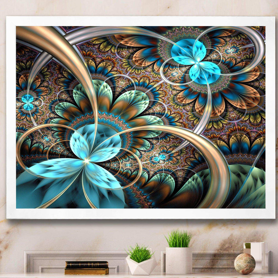 Light Blue Fractal Flower - Modern Bedroom Wall Art